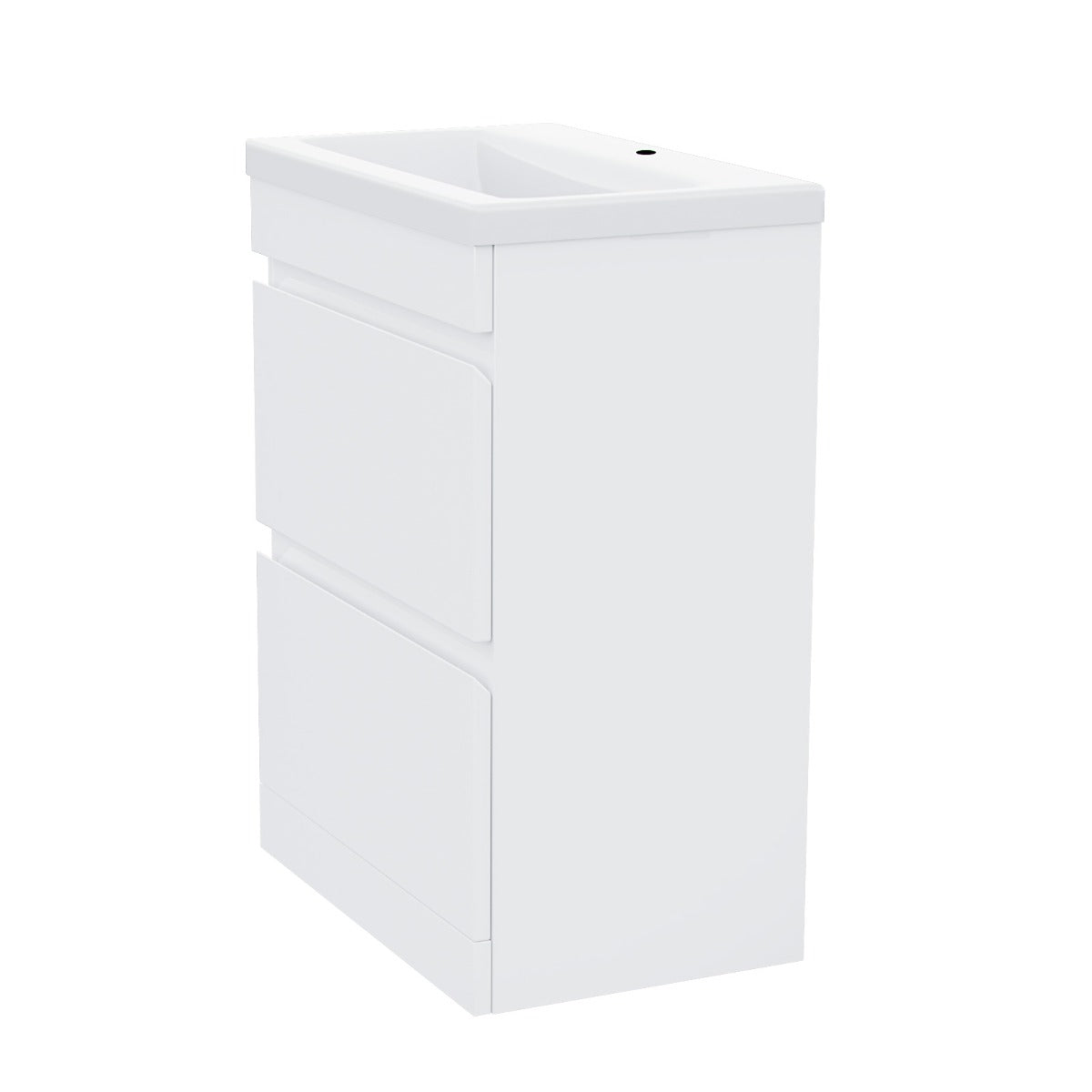 Alaska White 600mm PVC 2 Drawer Vanity Cabinet & Basin Sink Floor Standing