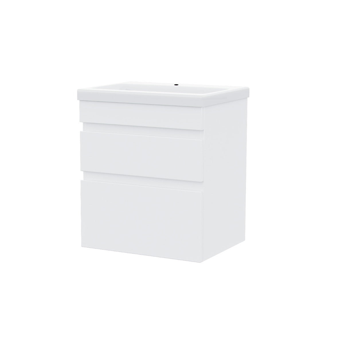 Alaska 600mm 2 Drawer White Wall Hung Vanity Cabinet and Basin Sink Unit