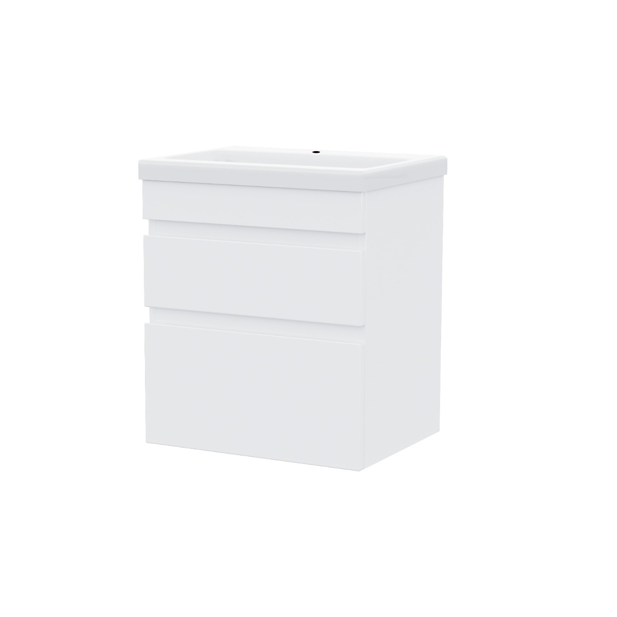Alaska 500mm PVC 2 Drawers White Wall Hung Vanity Unit Cabinet and Basin Sink
