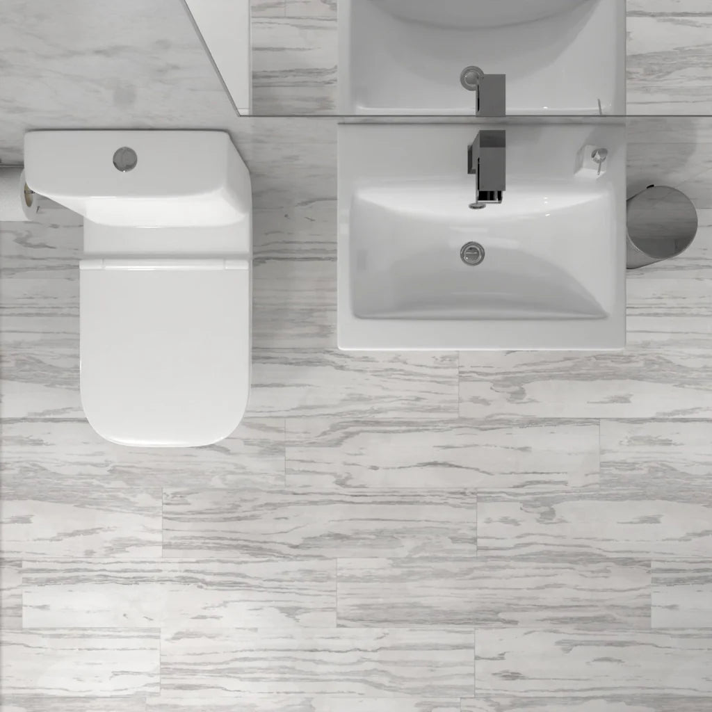 Alaska 500 mm Gloss White Basin Vanity & Close Coupled Toilet White