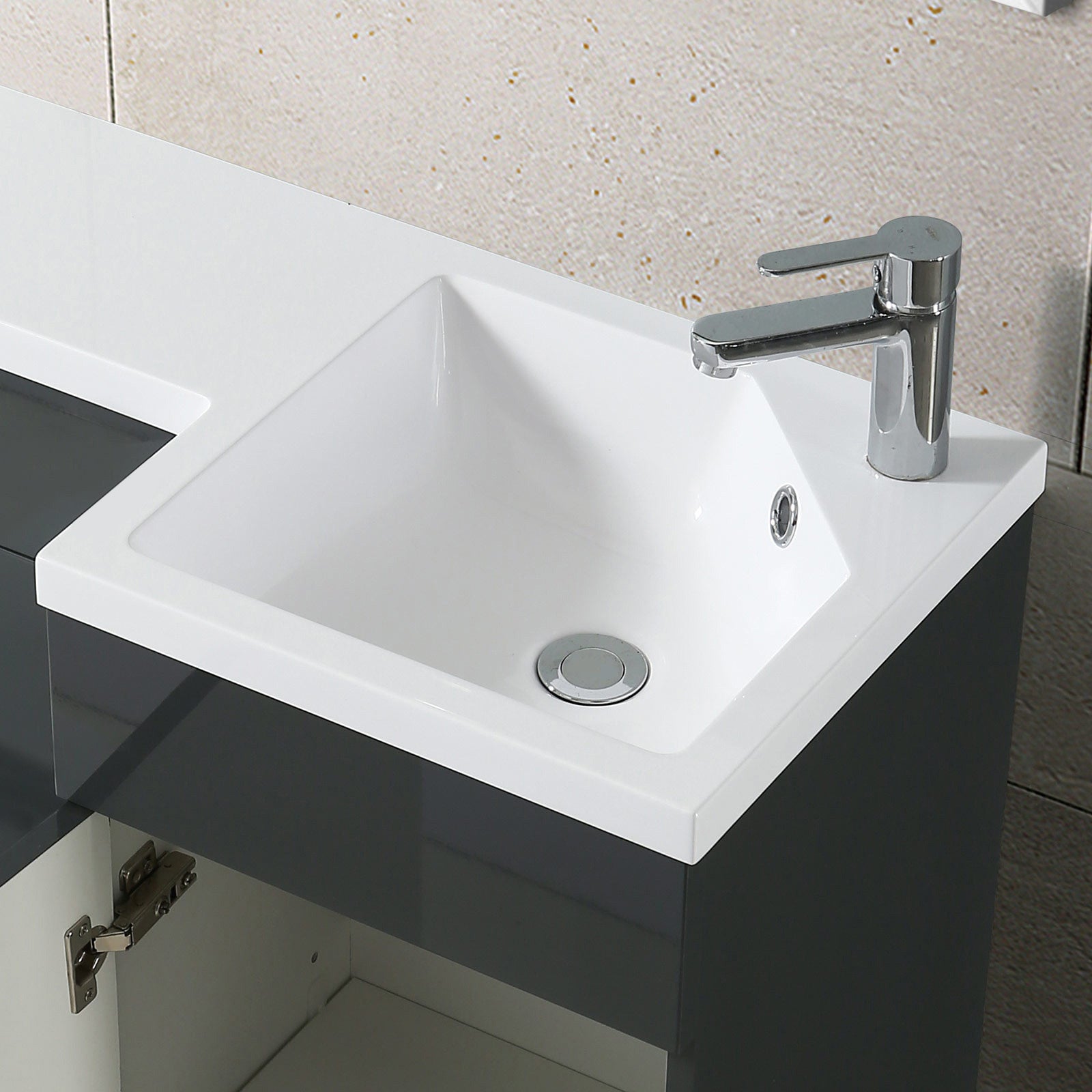 Grey RH 900mm Vanity Basin Unit, WC Unit & Back to Wall Toilet