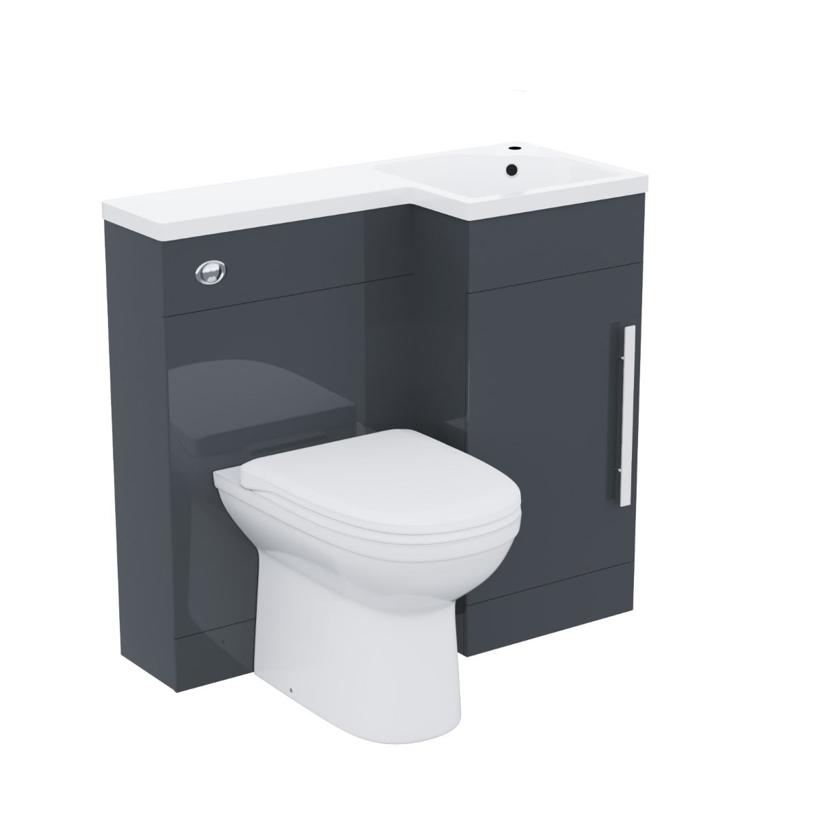 Alaska Flat Pack 900mm Vanity Basin Unit, WC Unit & Welbourne Back to Wall Toilet Grey