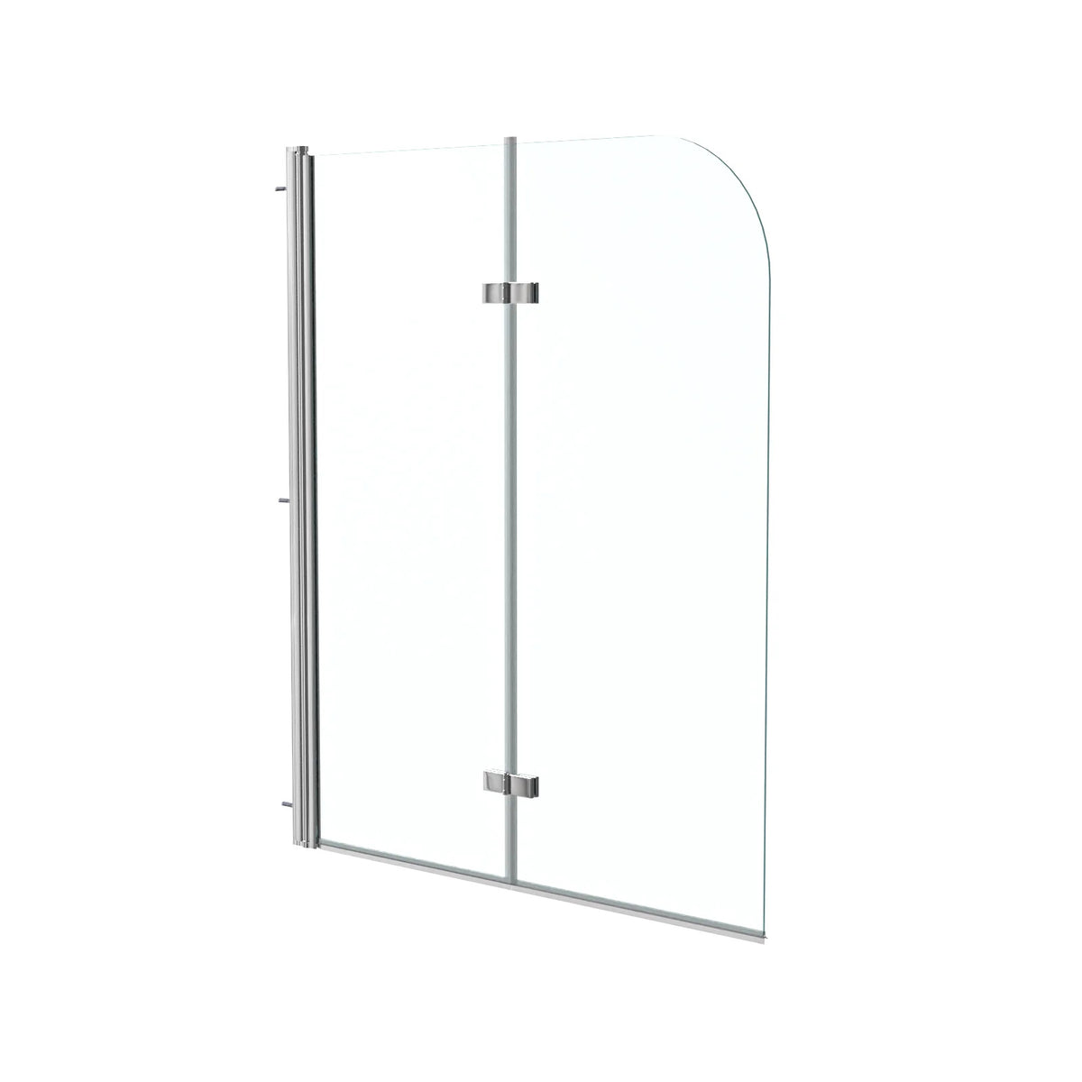 Hinged 1200 x 1400mm Bathtub Screen, 6mm Tempered Glass - Aluminium