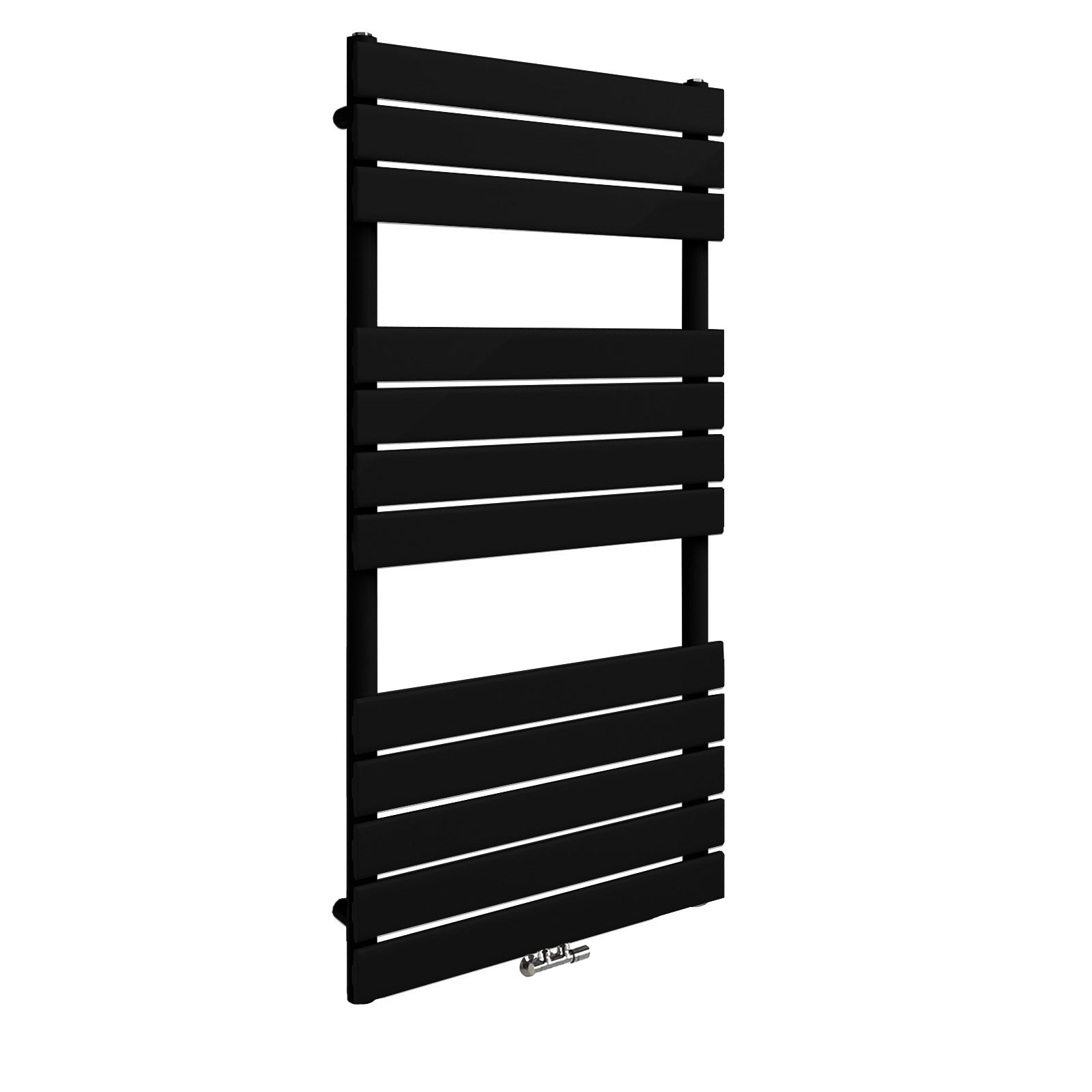 Vertical Central Connection Towel Radiator Black Single Flat Tube 1200 x 500 mm
