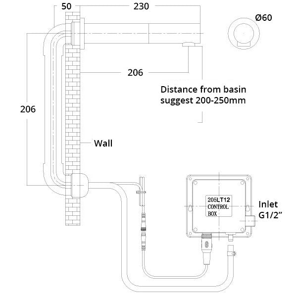 Cairo Modern Design Concealed Wall Mounted Infrared Sensor Activated Bathroom Basin Mixer Tap