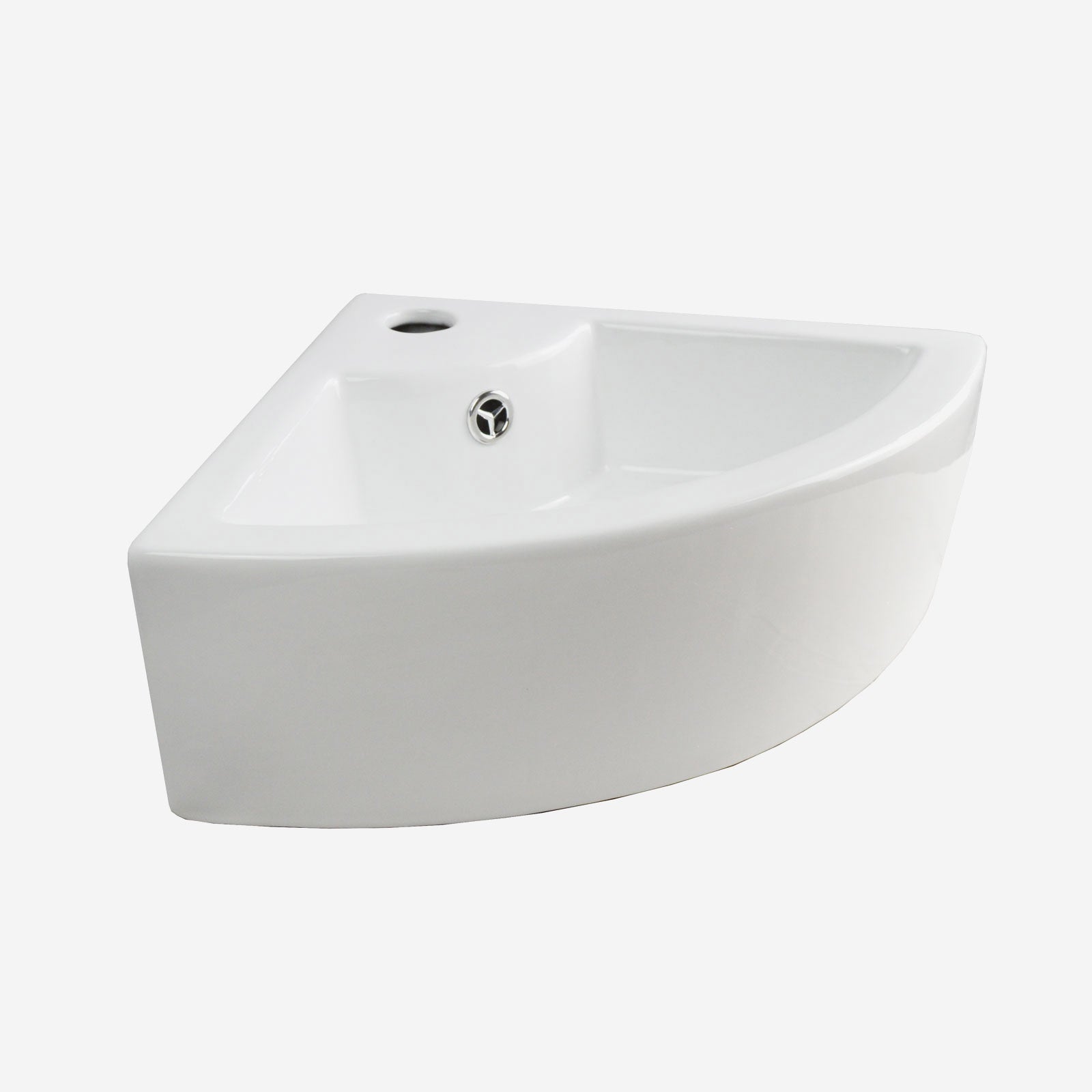 Tulla 450 x 325mm Cloakroom Small Quarter Circle Corner Wall Hung Basin Sink and Fittings