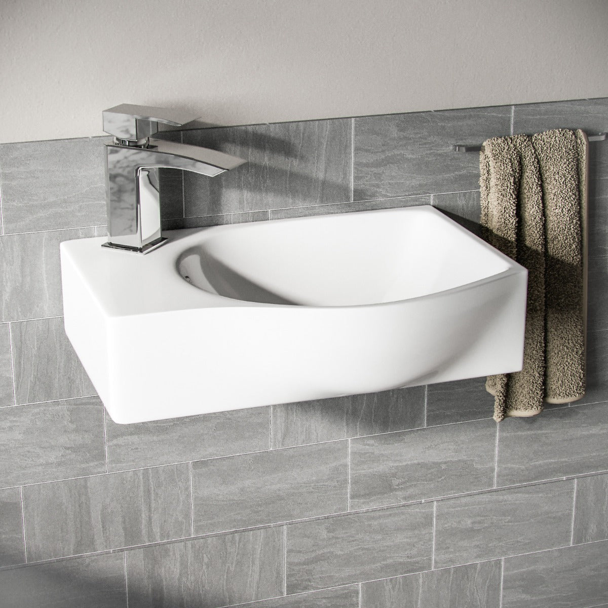 Tulla Cloakroom Rectangle Basin Sink Left Hand