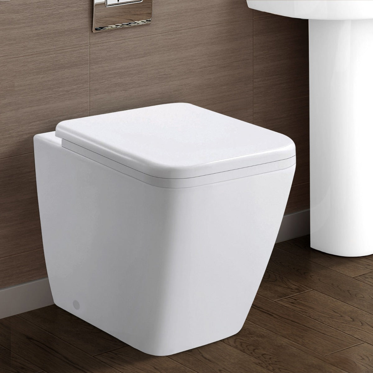Square Back To Wall Toilet Pan With Soft Close Toilet Seat