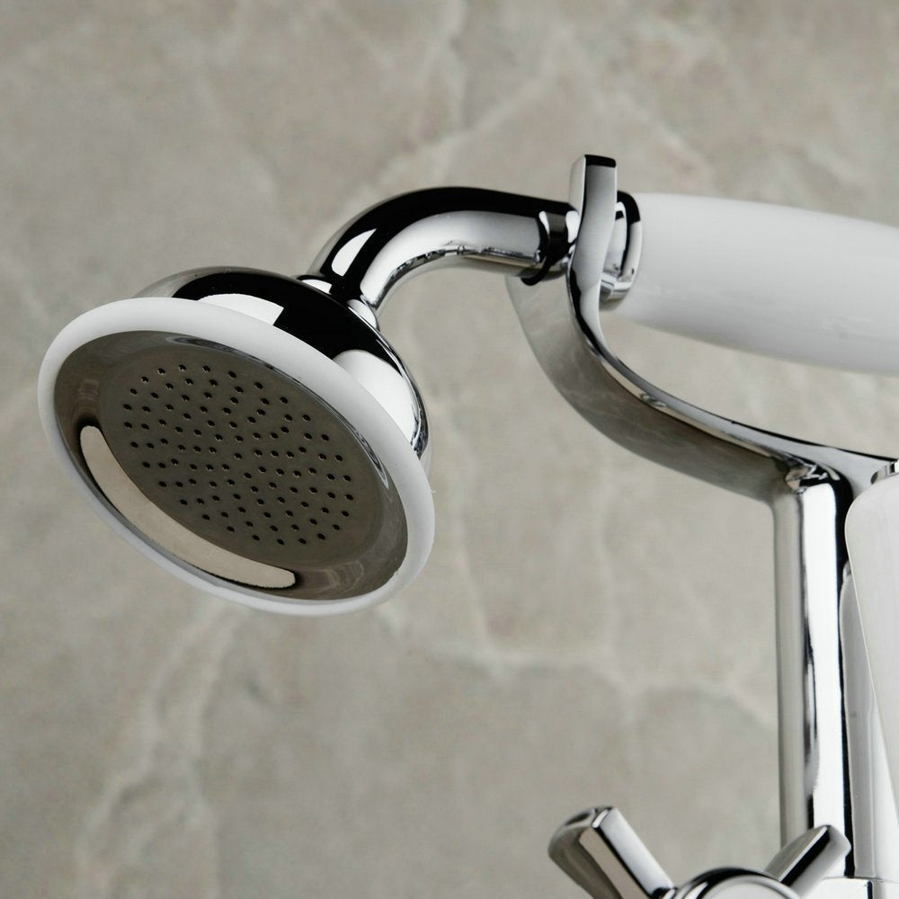 Edwardian Deck Mounted Bath Shower Mixer Tap Quarter Turn Cross Handle