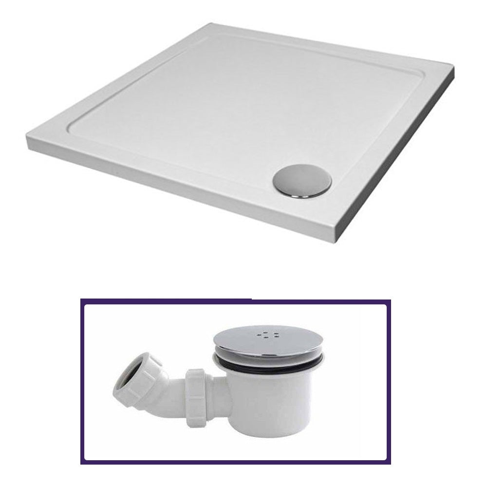 Small 700 x 700 Shower Tray Square Slimline Included with Low Profile Waste