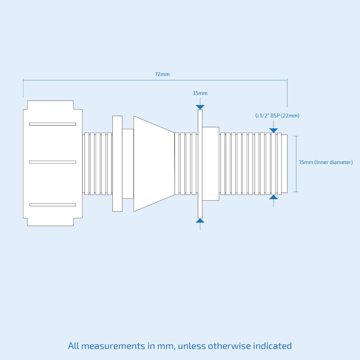 1/2 Inch Water Butt Outlet Connector Male BSP Thread