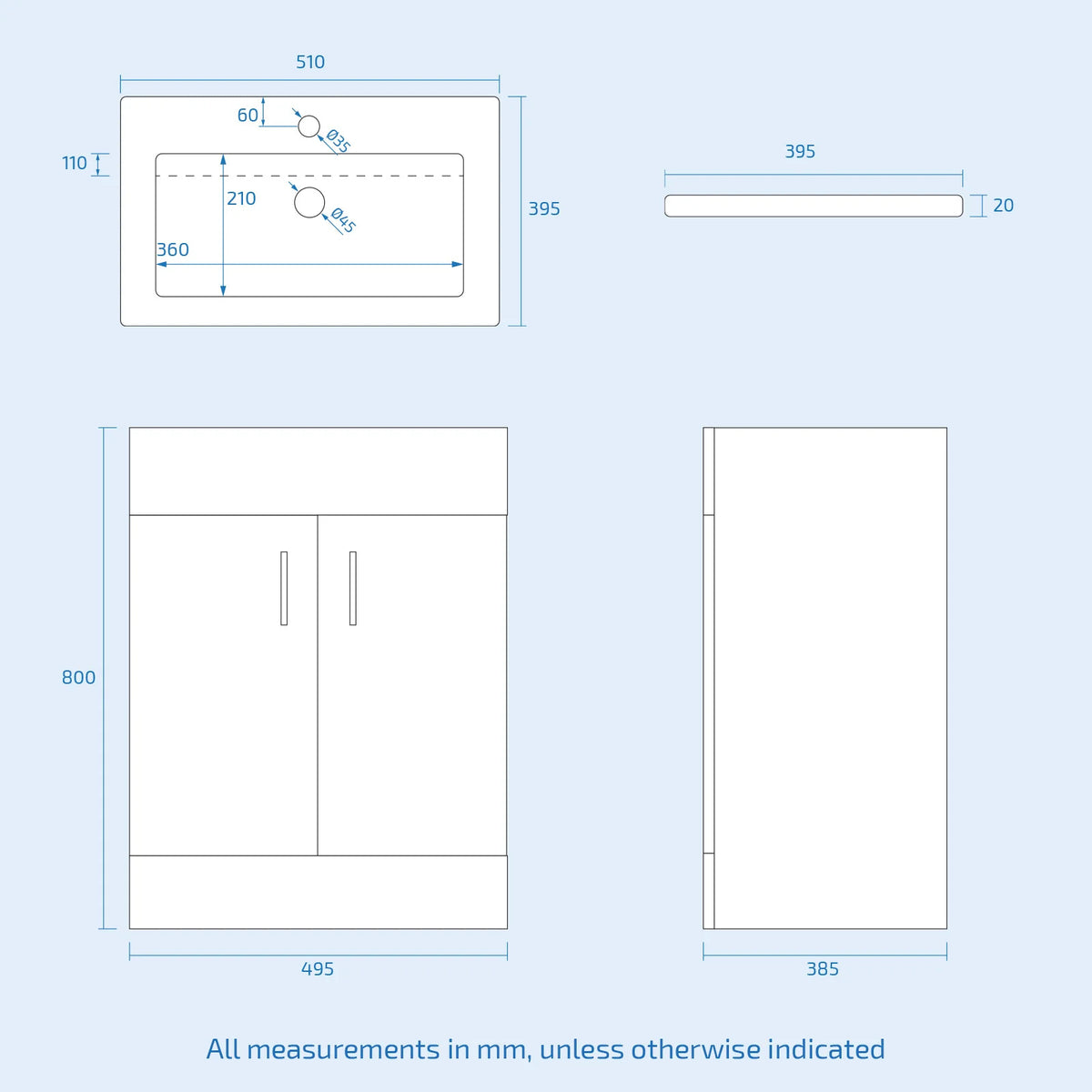 Light Grey 1000mm Freestanding Doors Vanity With WC & BTW Toilet Pan