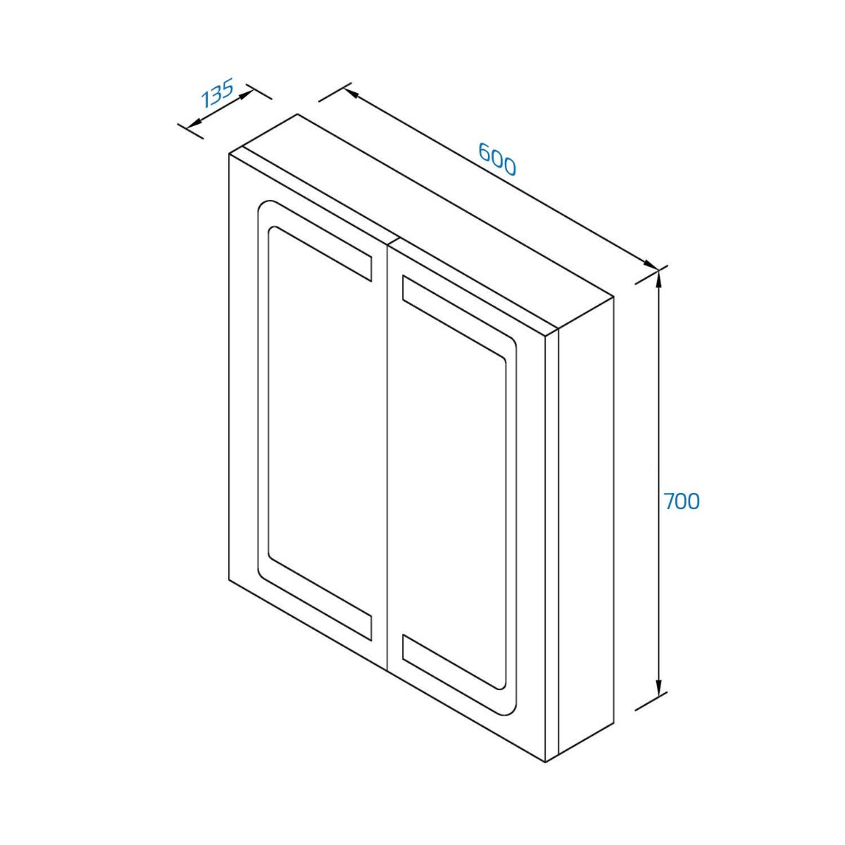LED 2 Doors Bathroom Mirror Cabinet