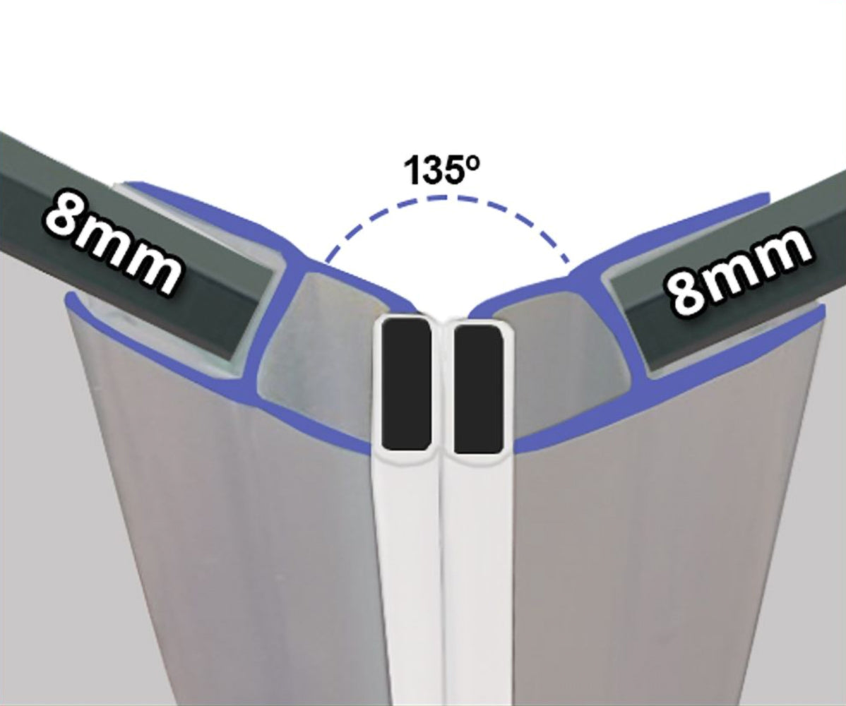 Clear 135° Magnetic Shower Enclosure Seal 8mm x 2000mm