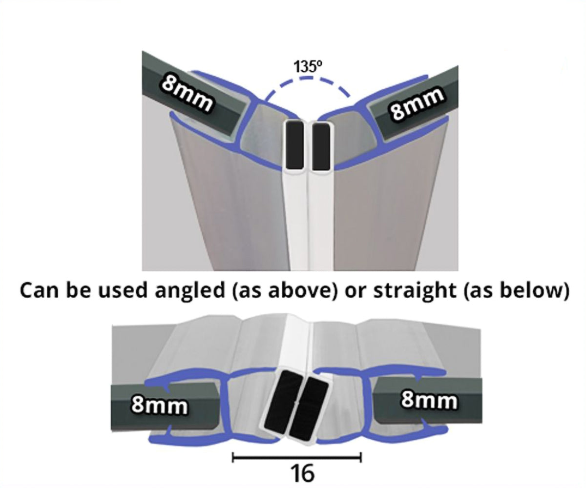 Clear 135° Magnetic Shower Enclosure Seal 8mm x 2000mm