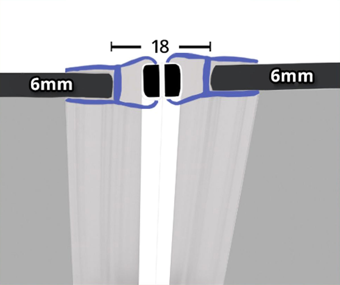 Clear 180° Magnetic Shower Enclosure Seal 6mm x 2000mm