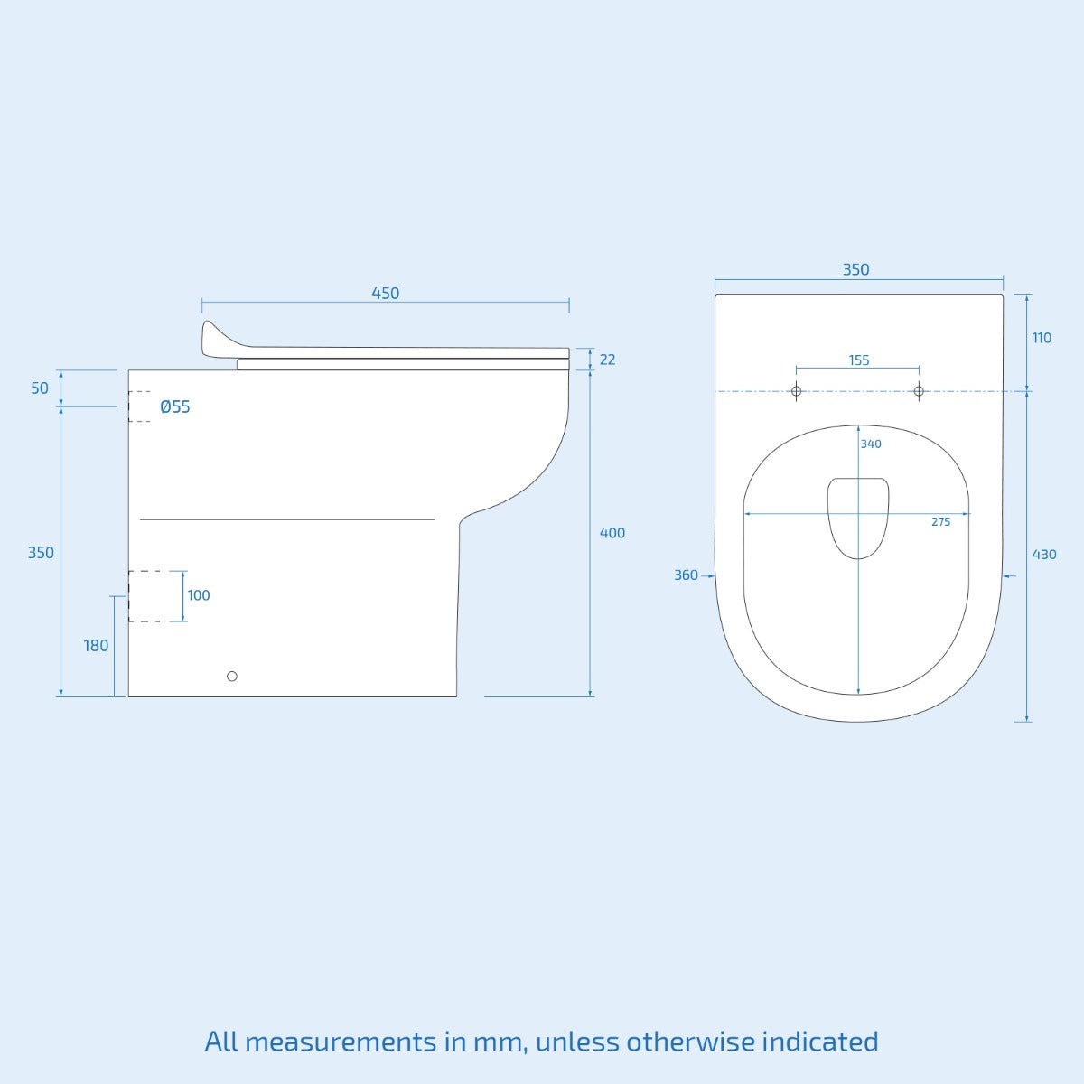 Aalan Back To Wall Pan and PP Soft Close Toilet Seat