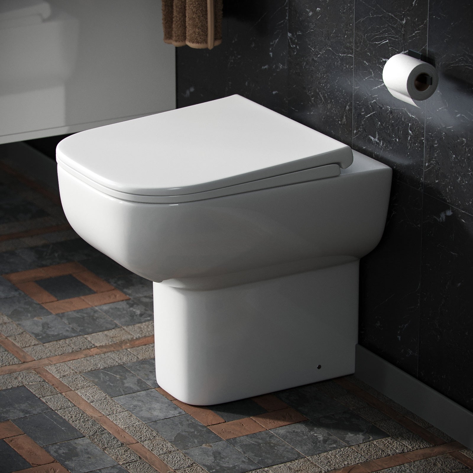 Debra Modern Rimless Back To Wall Toilet Pan & Soft Close Seat