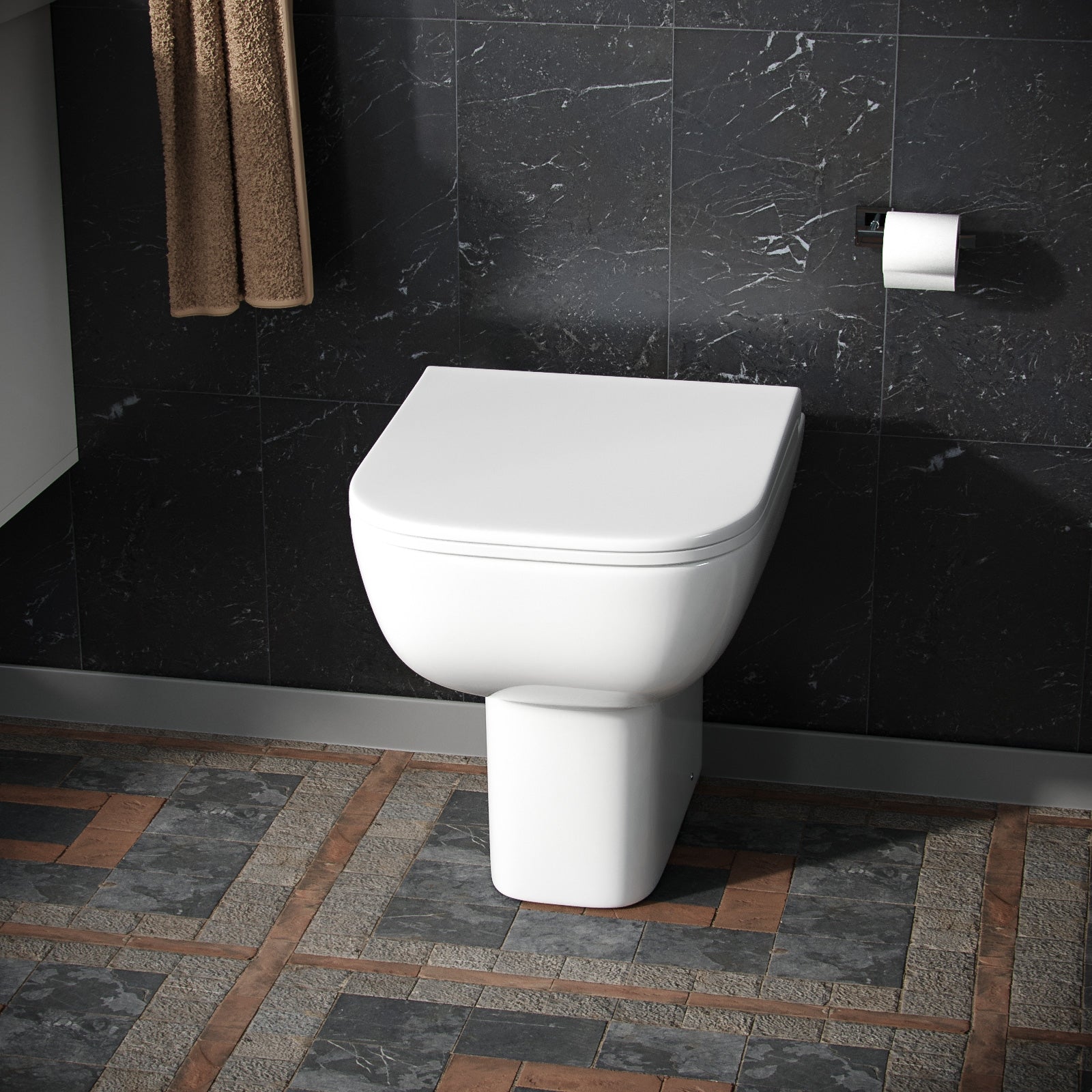 Debra Modern Rimless Back To Wall Toilet Pan & Soft Close Seat