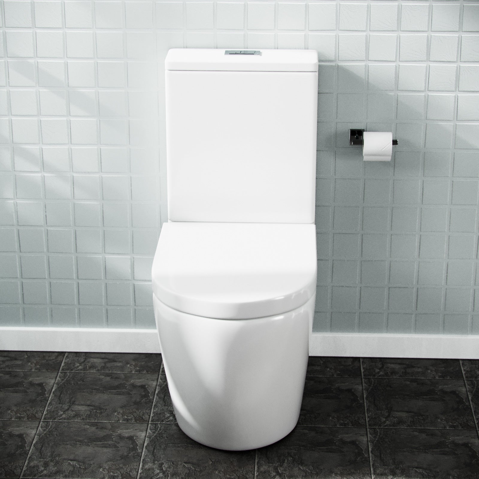 White Ceramic WC Close Coupled Toilet Pan and Seat