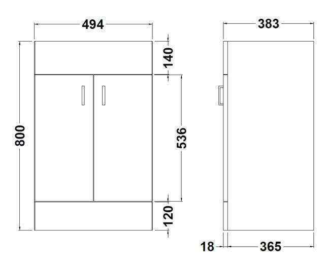 Nanuya 500mm Freestanding White Vanity Unit (Excluding Basin)