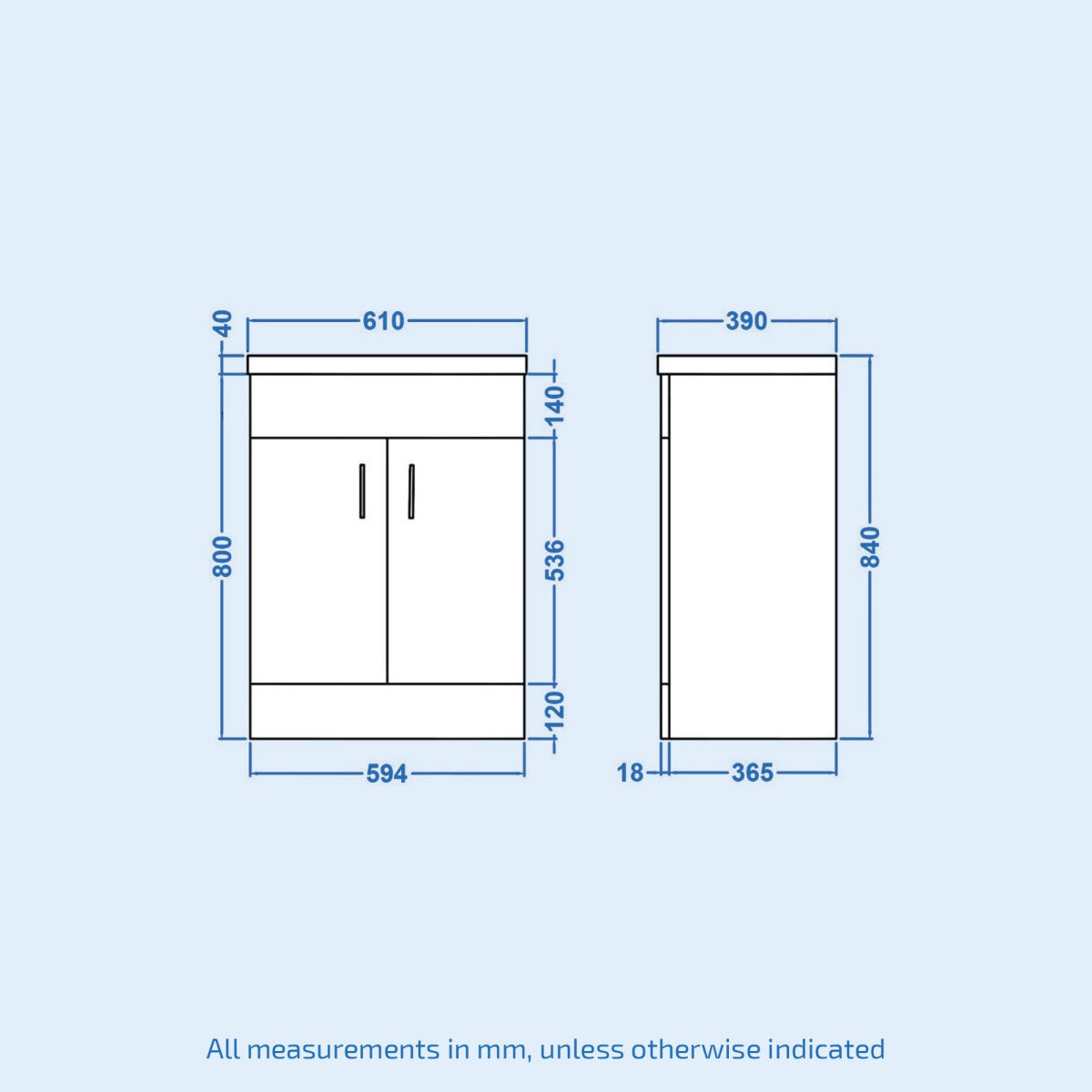 Nanuya 600mm Freestanding Basin Vanity Unit