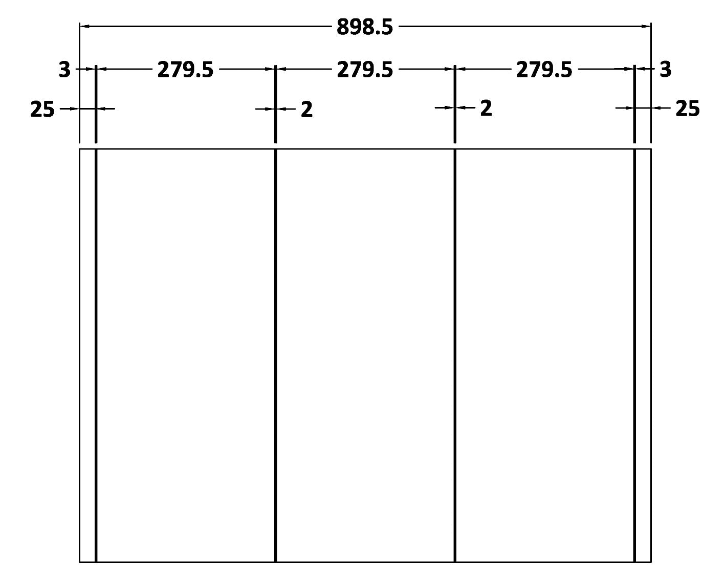 Ashton 900 mm 3 Door Mirror Storage Cabinet