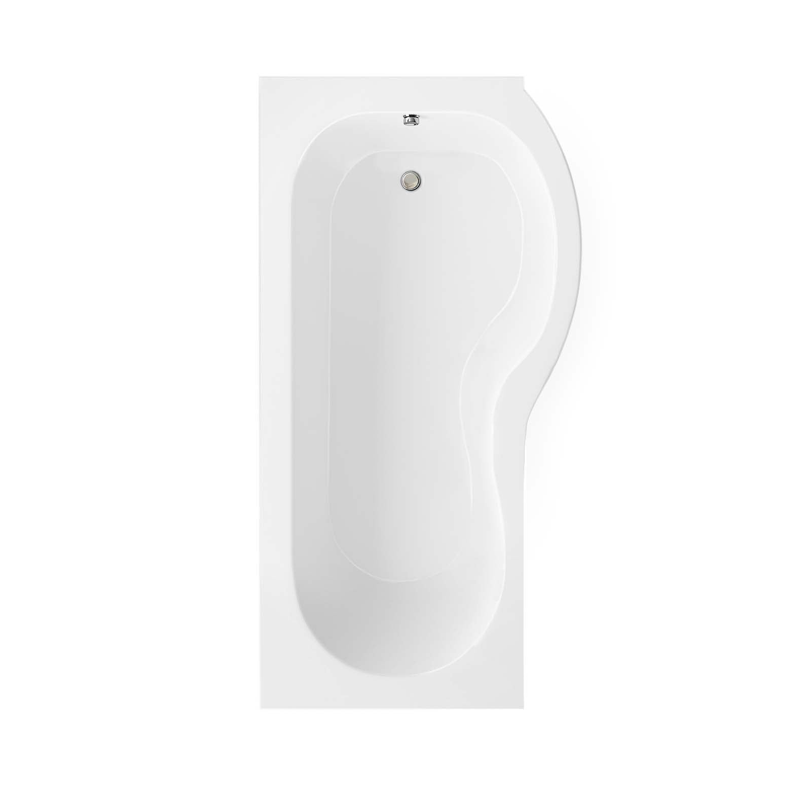 Diamond 1700 x 700mm P-Shaped Modern Shower Bath with Screen & Front Panel Right Hand