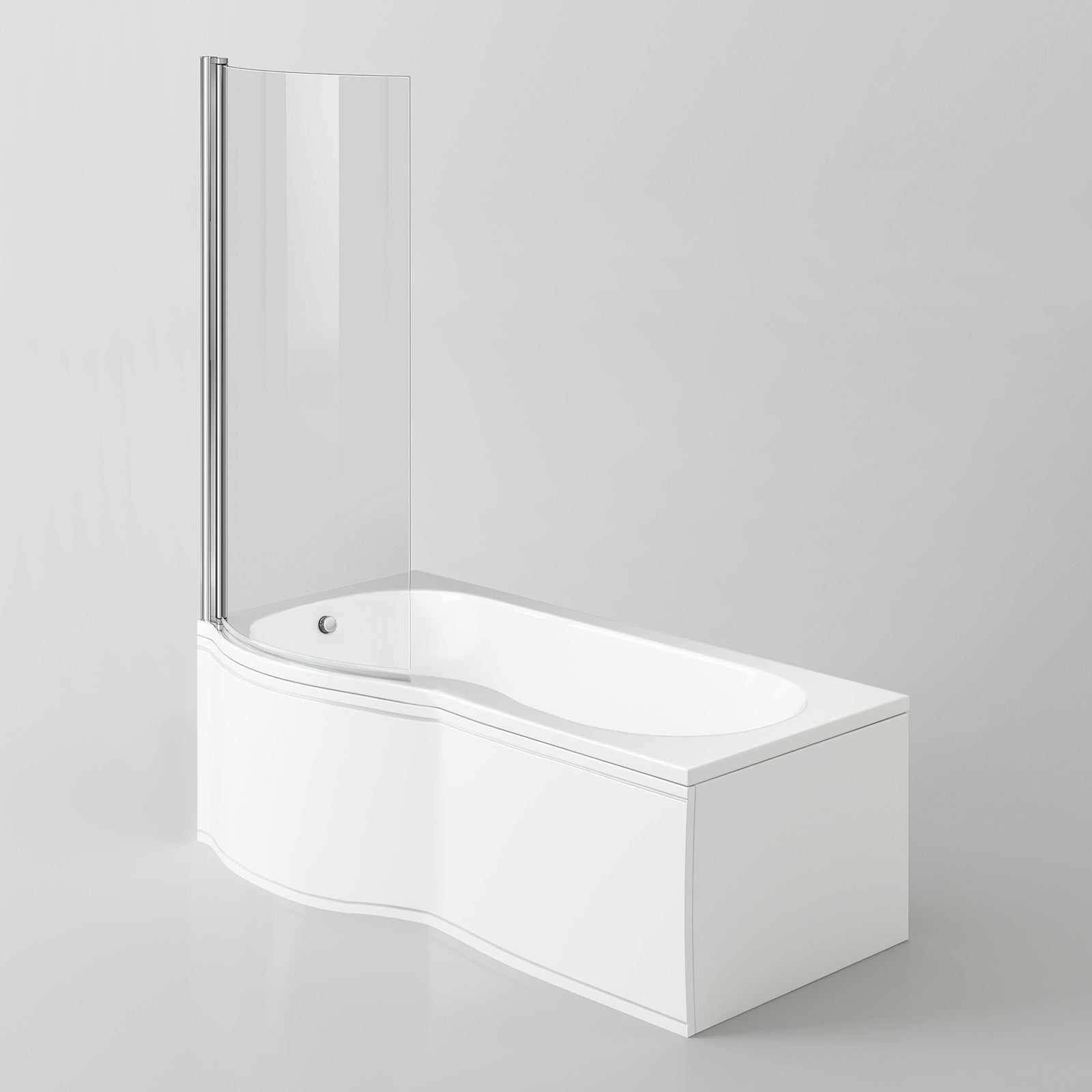 Diamond 1700 x 700mm P-Shaped Modern Shower Bath with Screen & Front Panel Left Hand