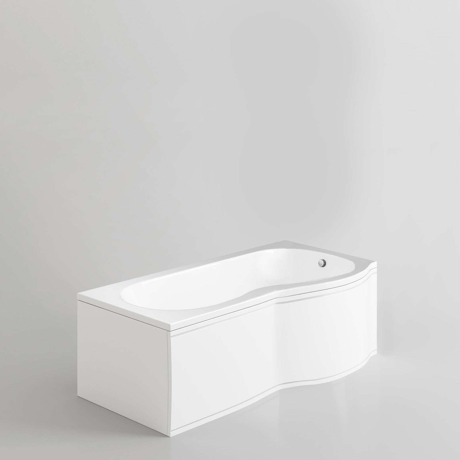 Diamond 1700 x 700mm P-Shaped Shower Bath with Bath Screen Right Hand