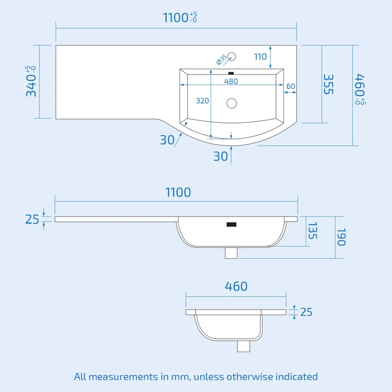 Dene 1100mm RH White Basin Vanity Flat Pack, WC Unit and BTW Toilet