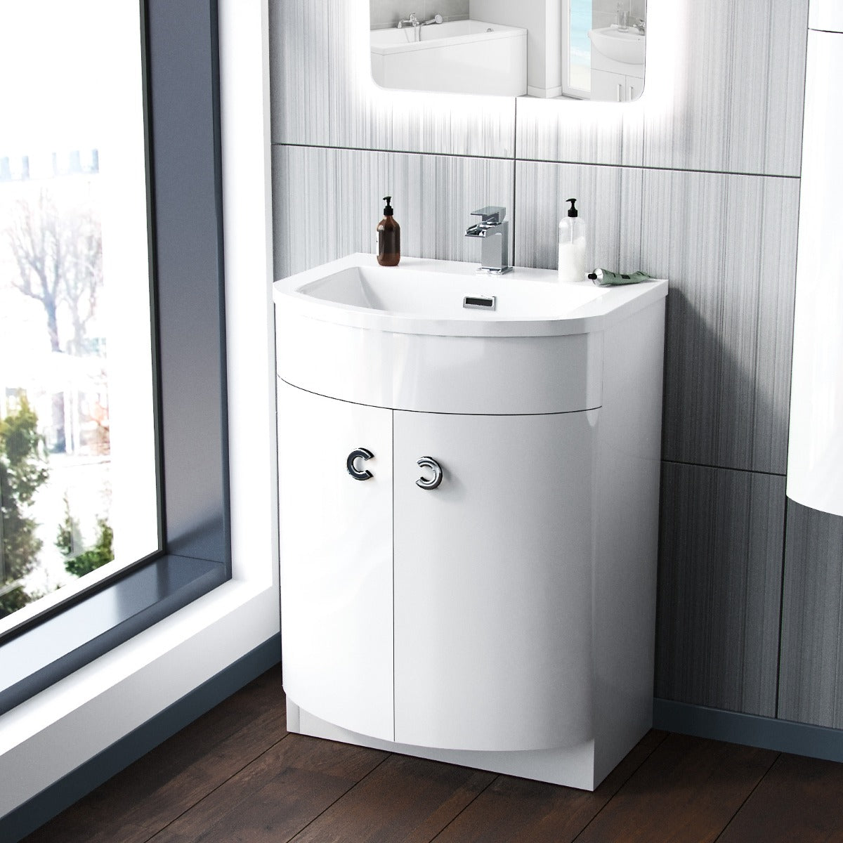 Dene White 600mm Vanity Unit and Wall Mounted Storage Unit