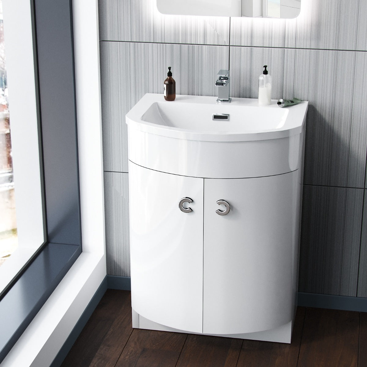 Dene White 600mm Vanity Unit and Wall Mounted Storage Unit