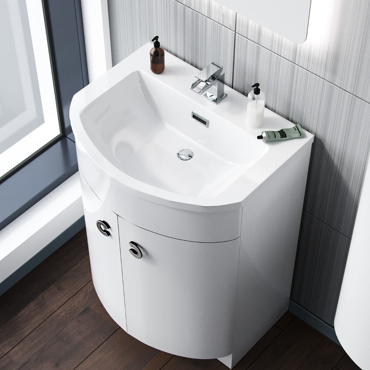 Dene White 600mm Vanity Unit and Wall Mounted Storage Unit