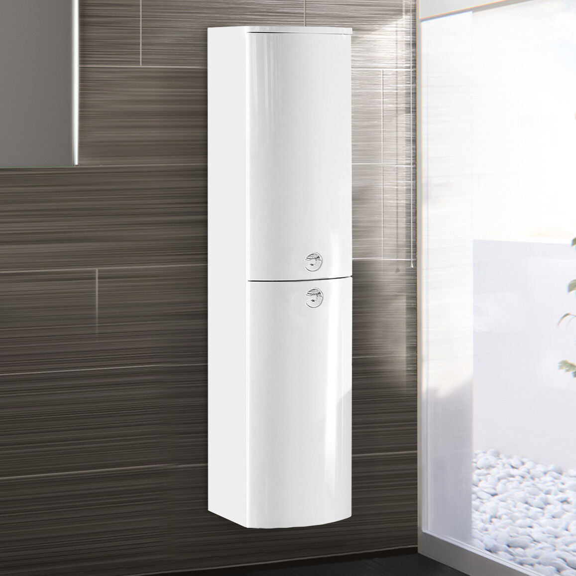 Dene Bathroom White Freestanding Basin Sink Vanity Unit and Wall Hung Cabinet