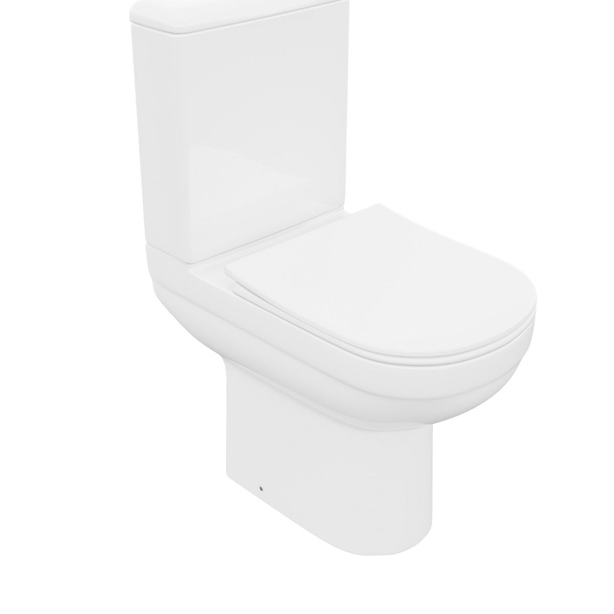 Deyed Comfort Height Close Coupled Toilet Pan, Cistern and Soft Close Toilet Seat