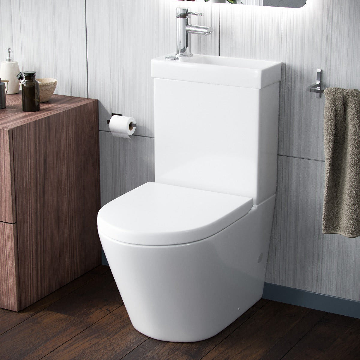 Pilton 2 in 1 Close Coupled Pan, Cistern, Seat & Mini Mono Basin Mixer Tap