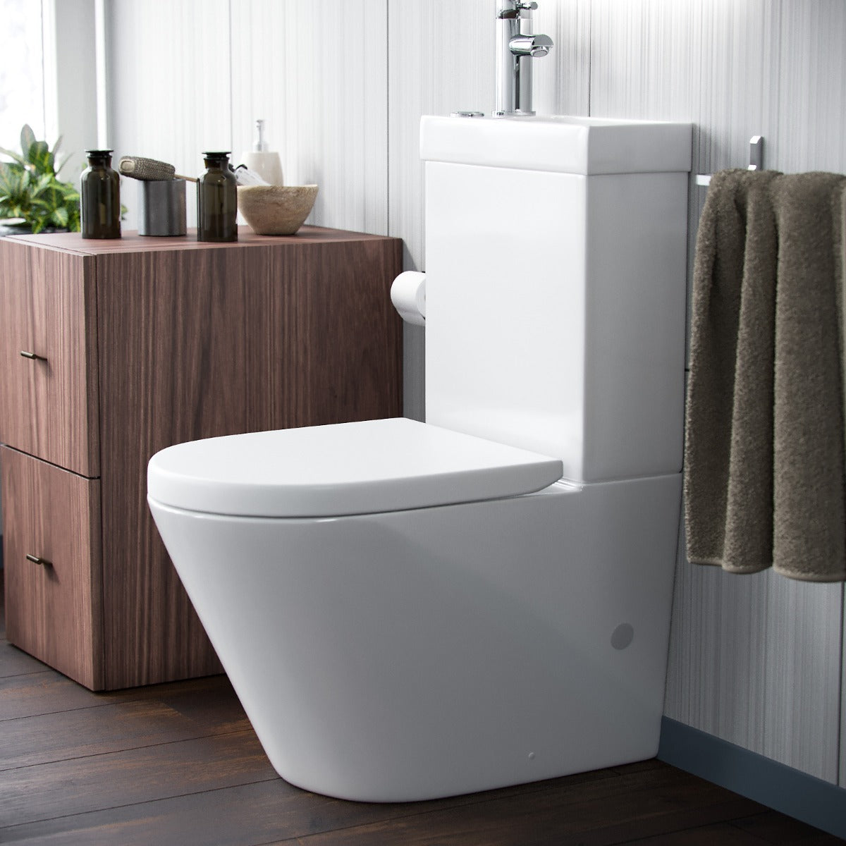 Pilton 2 in 1 Close Coupled Pan, Cistern, Seat & Mini Mono Basin Mixer Tap