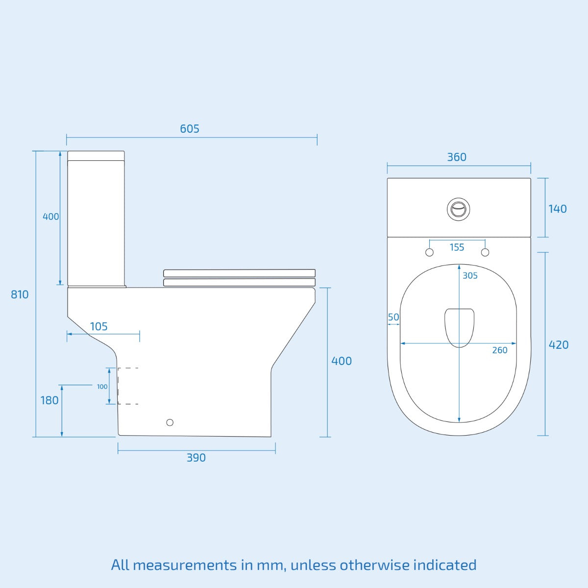 Louie Comfort Height Toilet Pan and 560 mm Full Pedestal Basin