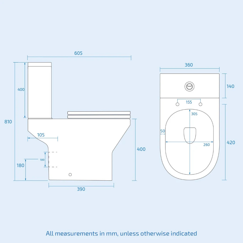 Alaska 500 mm Gloss White Basin Vanity & Close Coupled Toilet White