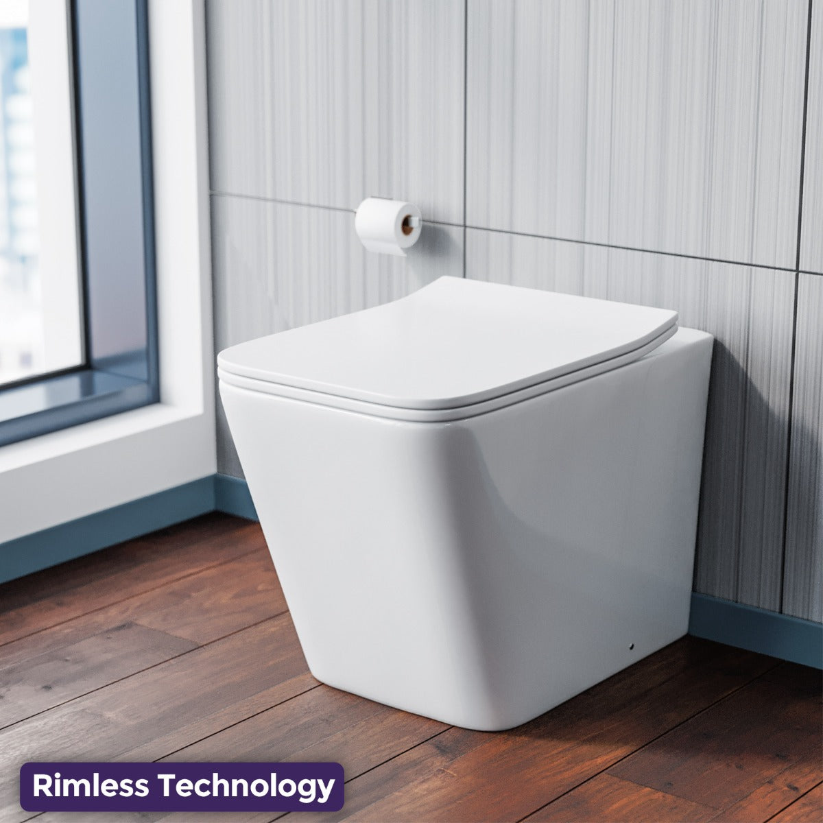 Rimless Back To Wall Toilet Pan with UF Toilet Seat