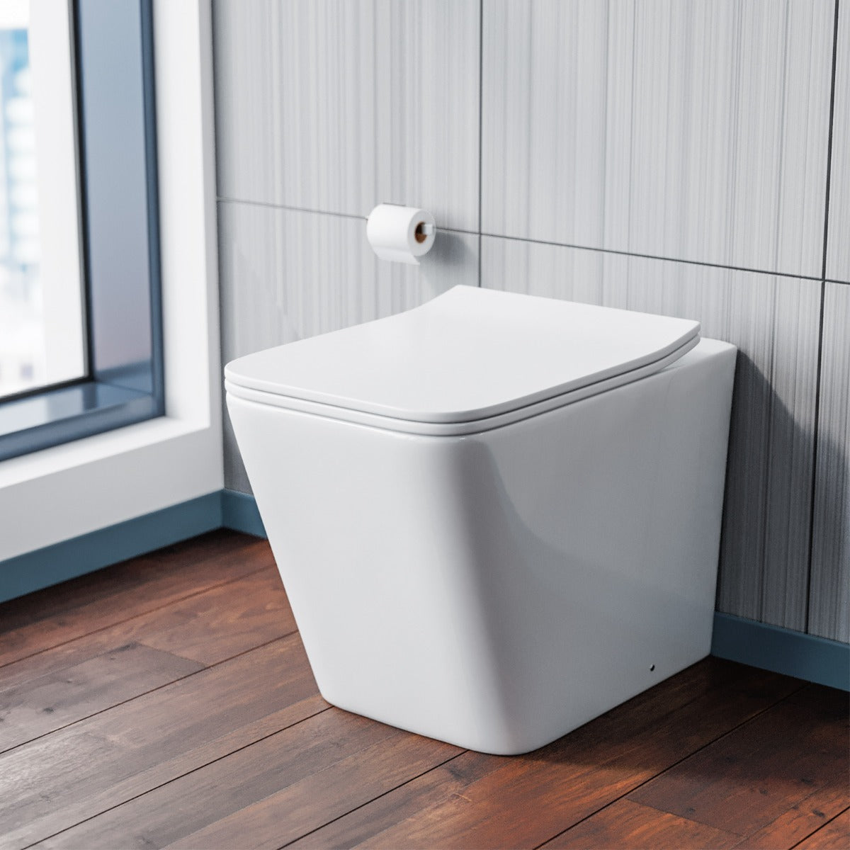 Rimless Back To Wall Toilet Pan with UF Toilet Seat