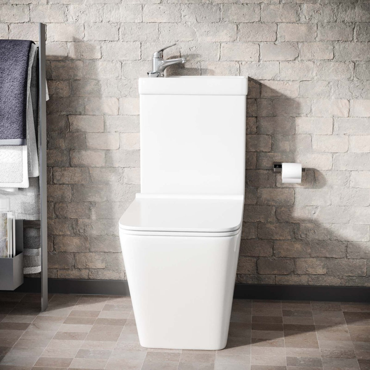 Nova 2 in 1 Combo Toilet and Basin Cloakroom Space Saver Unit and Basin Tap and Waste