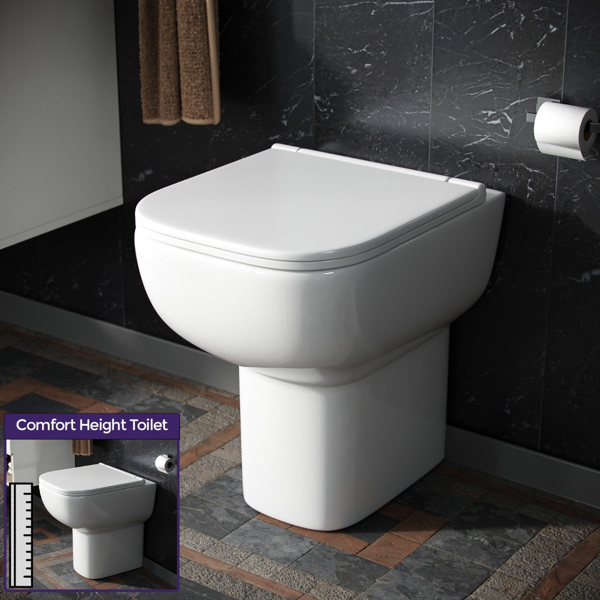 Comfort Height Rimless Back To Wall Pan & Soft Toilet Seat