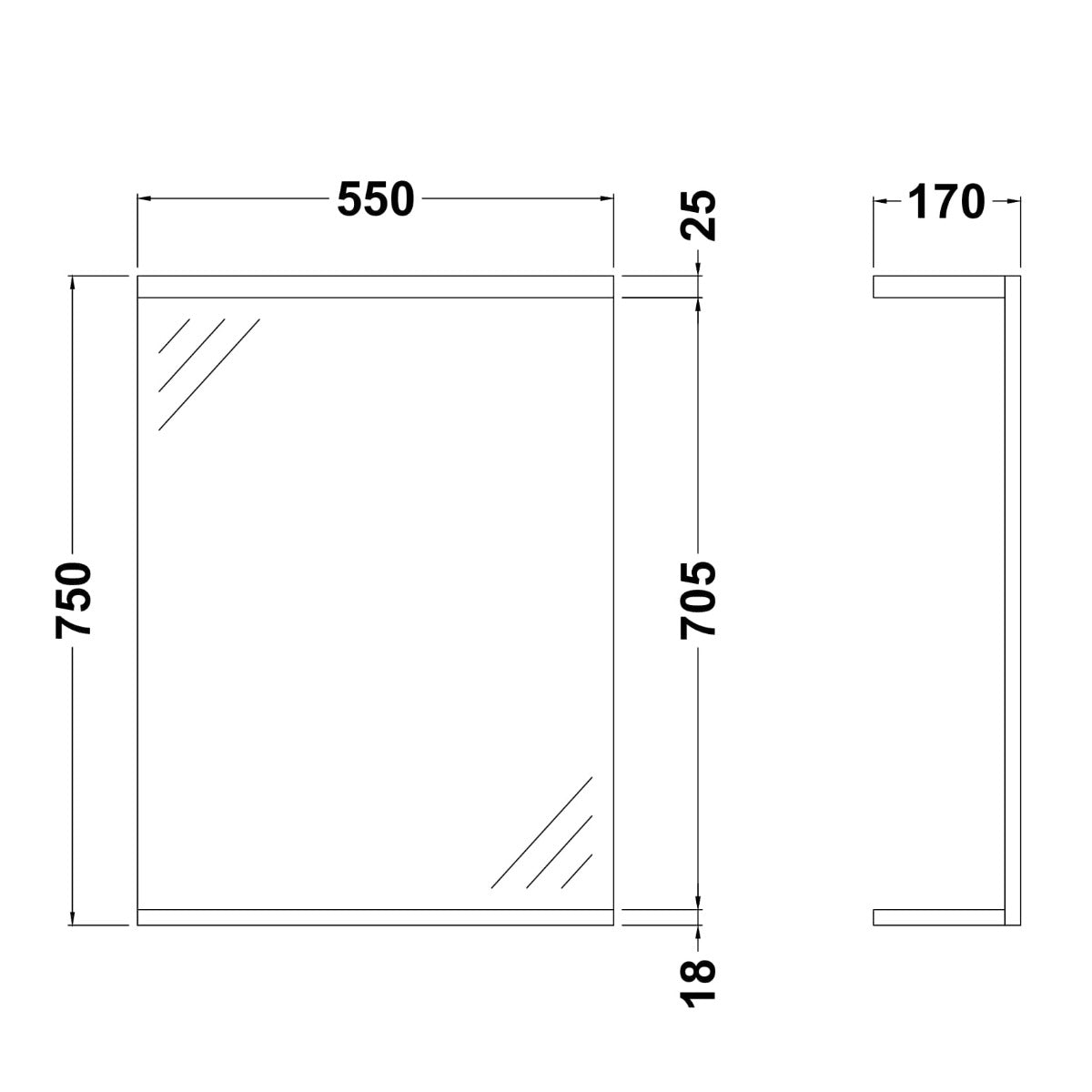 Ellen Premier Mayford Gloss White 550mm Mirror With Light Canopy