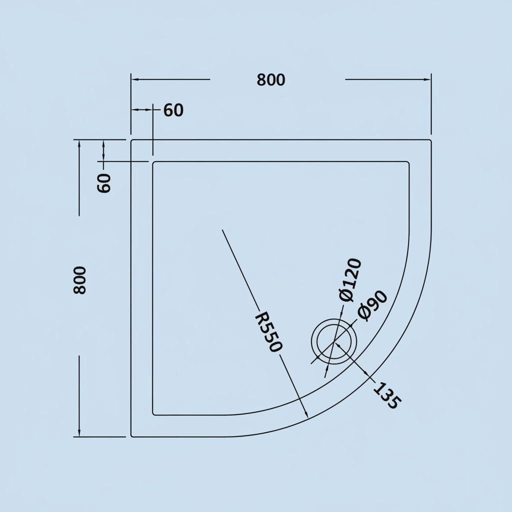 Harper square shower tray 800 × 800 mm image # Options_800 x 800 mm
