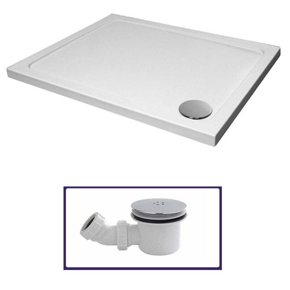 Walkin Shower Tray 1100 x 900 Rectangle Stone Resin with Low Profile Waste