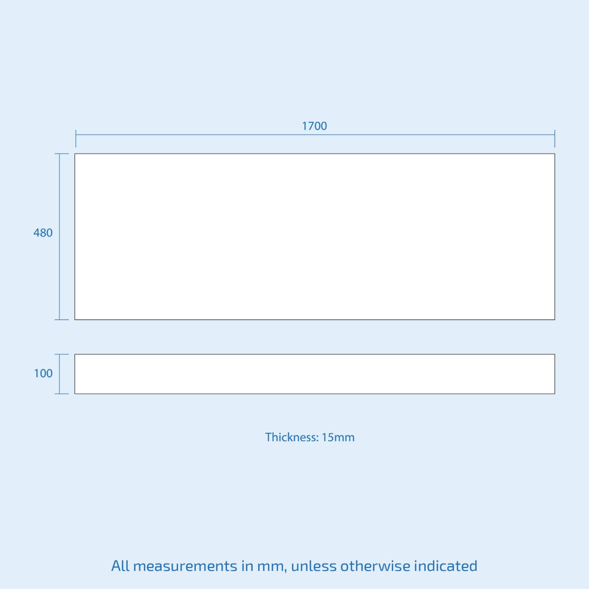 Gorge 1700mm White PVC Front Bath Panel + Plinth 15mm Thickness