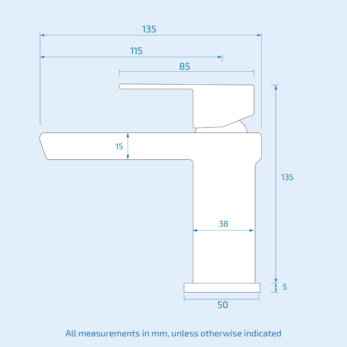 Modern Cloakroom Basin Sink Square Waterfall Mono Mixer Tap & Waste