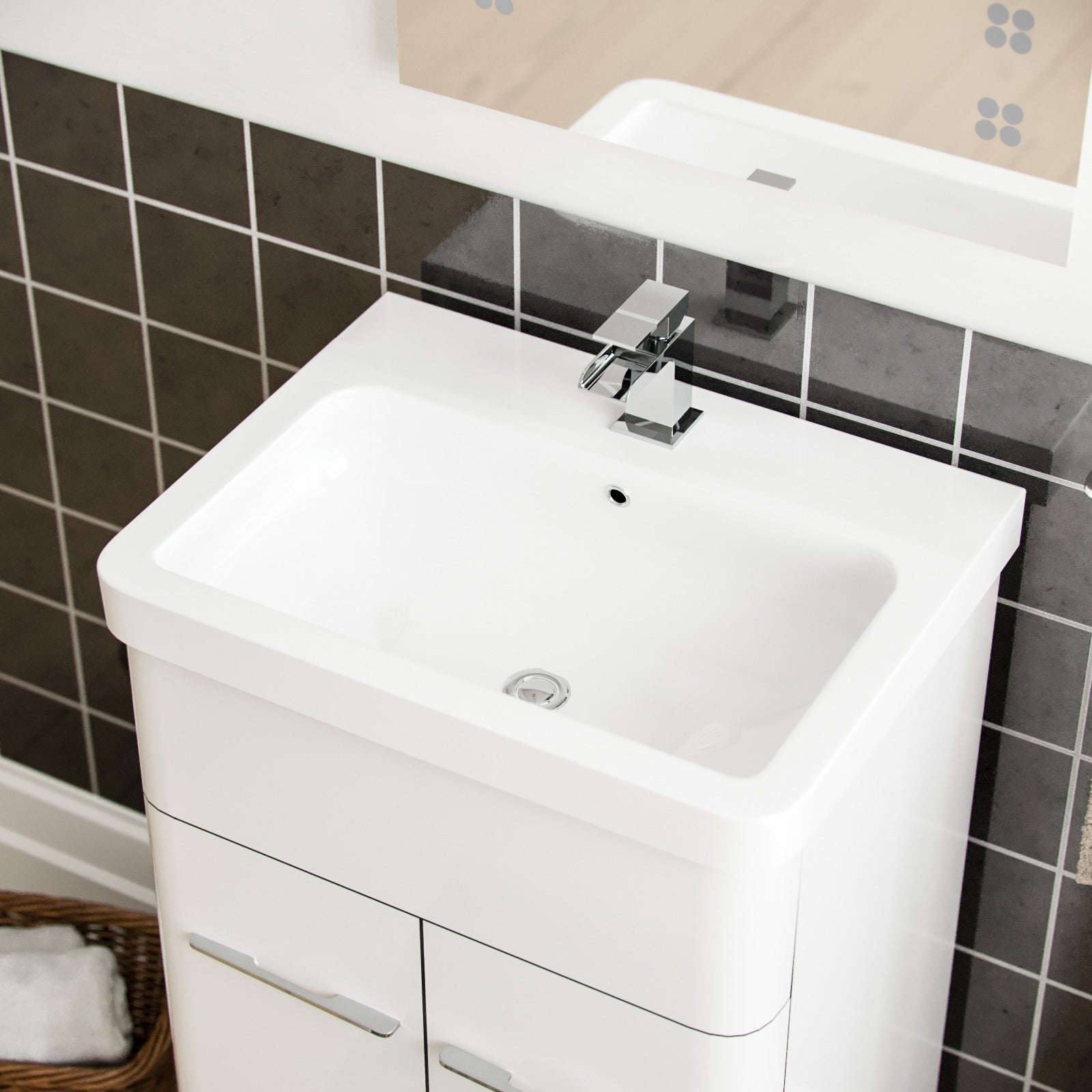 Afern White 500mm Vanity Basin WC Unit & Ellis Back to Wall Toilet